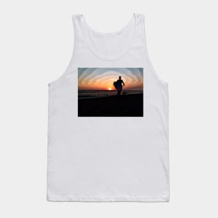 Silhouette of Surfer on Beach Tank Top